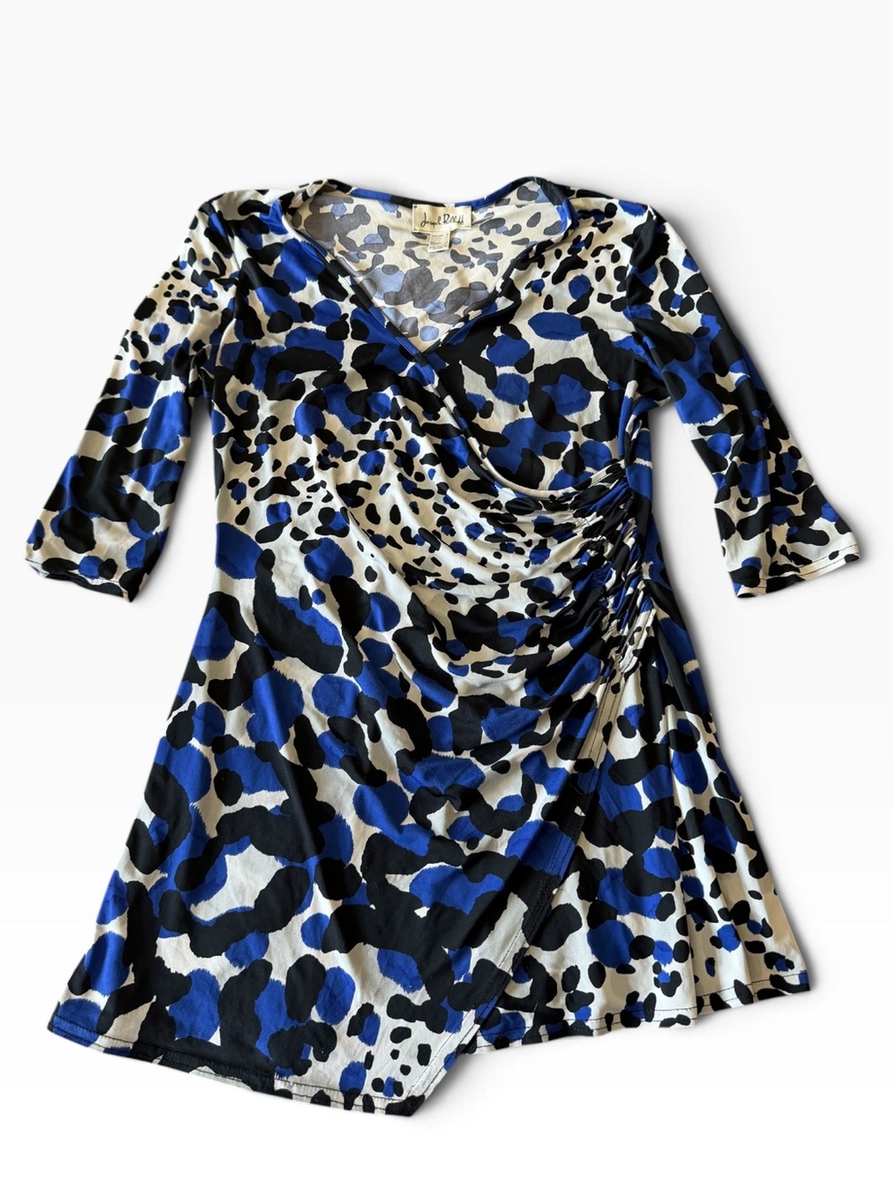 Joseph Ribkoff Blue, Black & White Animal Print Wrap-Style Dress
